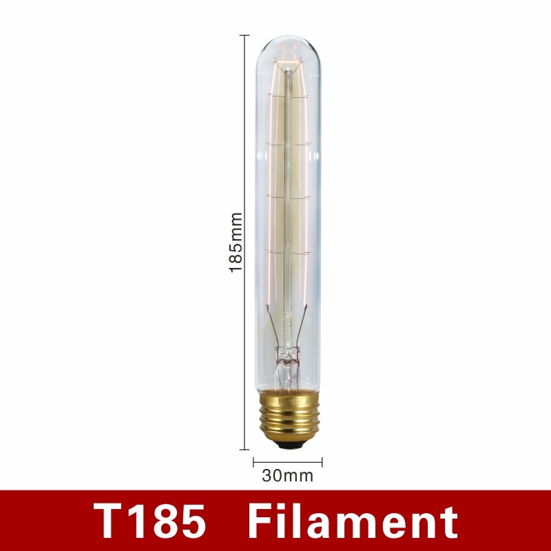 Retro Edison Bulb E27 220V 40W Light Bulb A60 ST58 ST64 T10 T45 T185 G80 G95 Filament Vintage Ampoule Incandescent Spiral Lamp