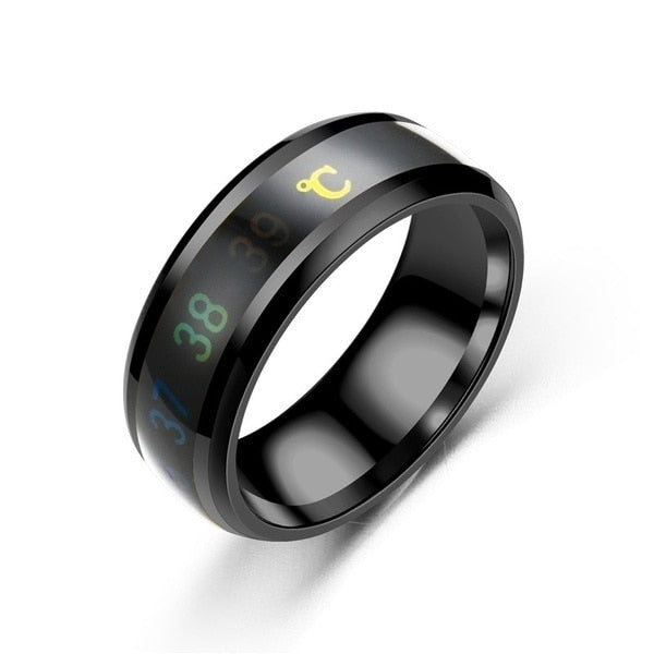 Smart Sensor Body Temperature Ring Stainless Steel Fashion Display Real-time Temperature Test Finger Rings