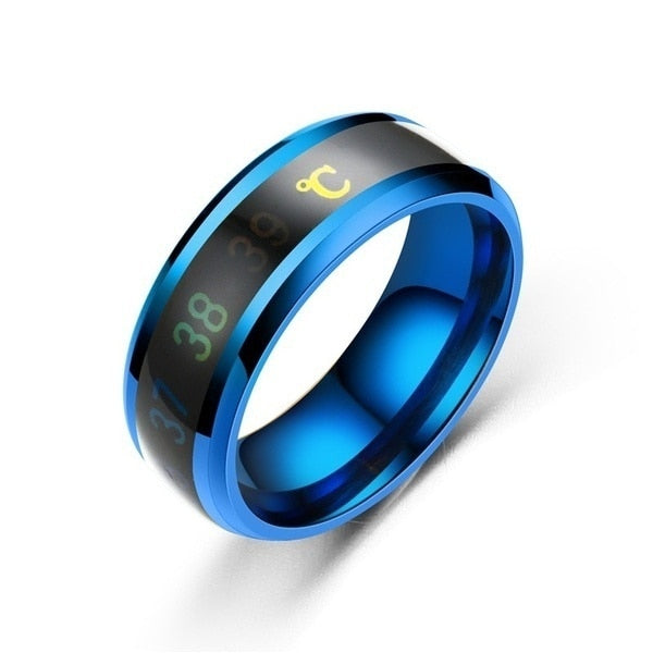 Smart Sensor Body Temperature Ring Stainless Steel Fashion Display Real-time Temperature Test Finger Rings